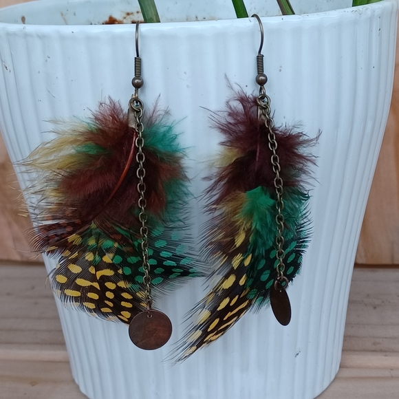 Hand Crafted Feather Earrings - Picture 4 of 4